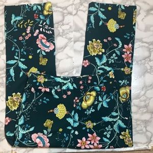 LOFT Emerald Green Floral Vine Deep Pants